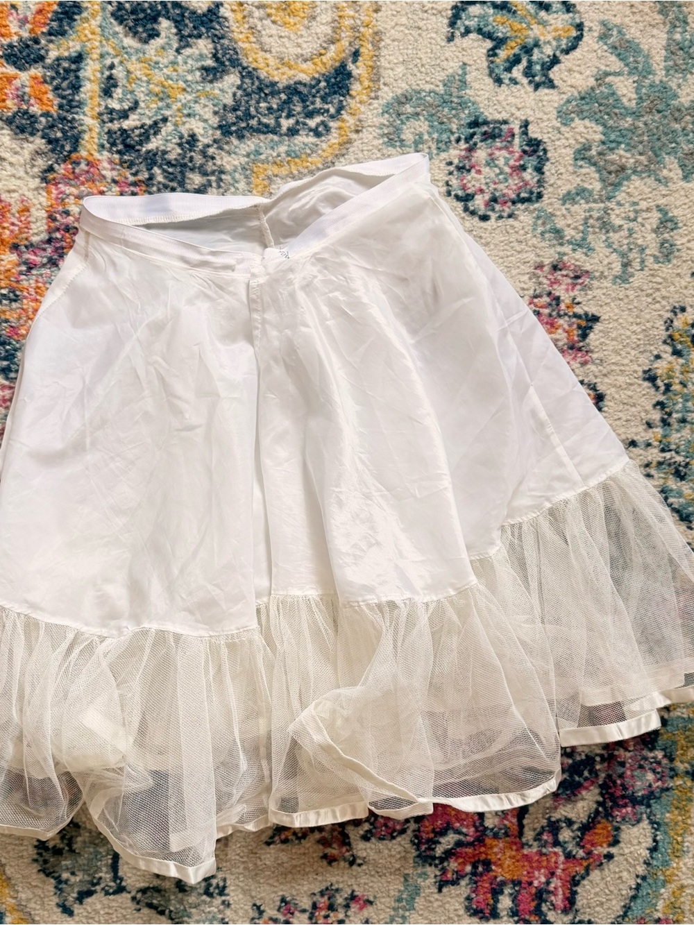 White Tulle Hem A-Line Skirt petticoat